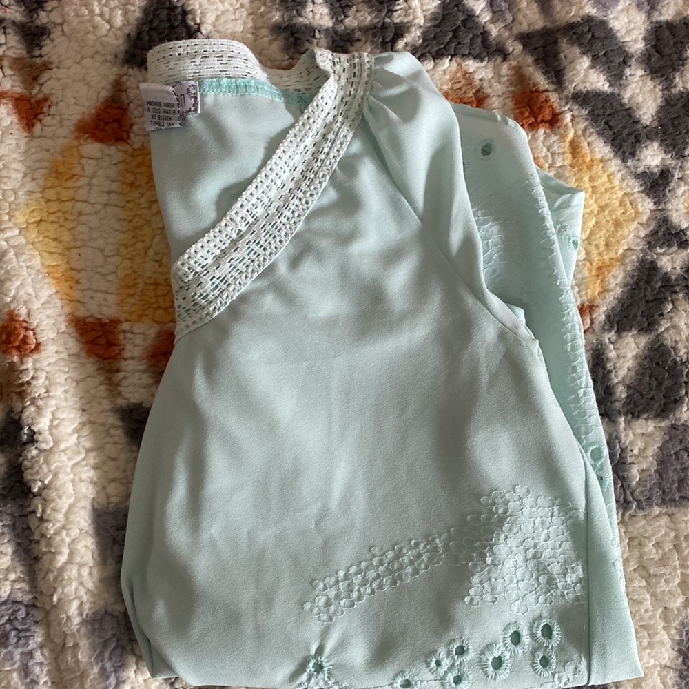 teal, business casual, long sleeve blouse size S